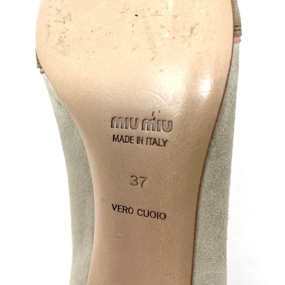 Vintage Miu Miu Y2K Western Suede Kitten Low Heels Pumps Beige Brown Pink 37 7